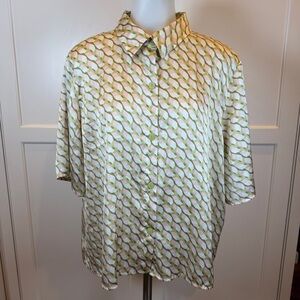 Ryegrass Retro Geometric Button Down Blouse XXL